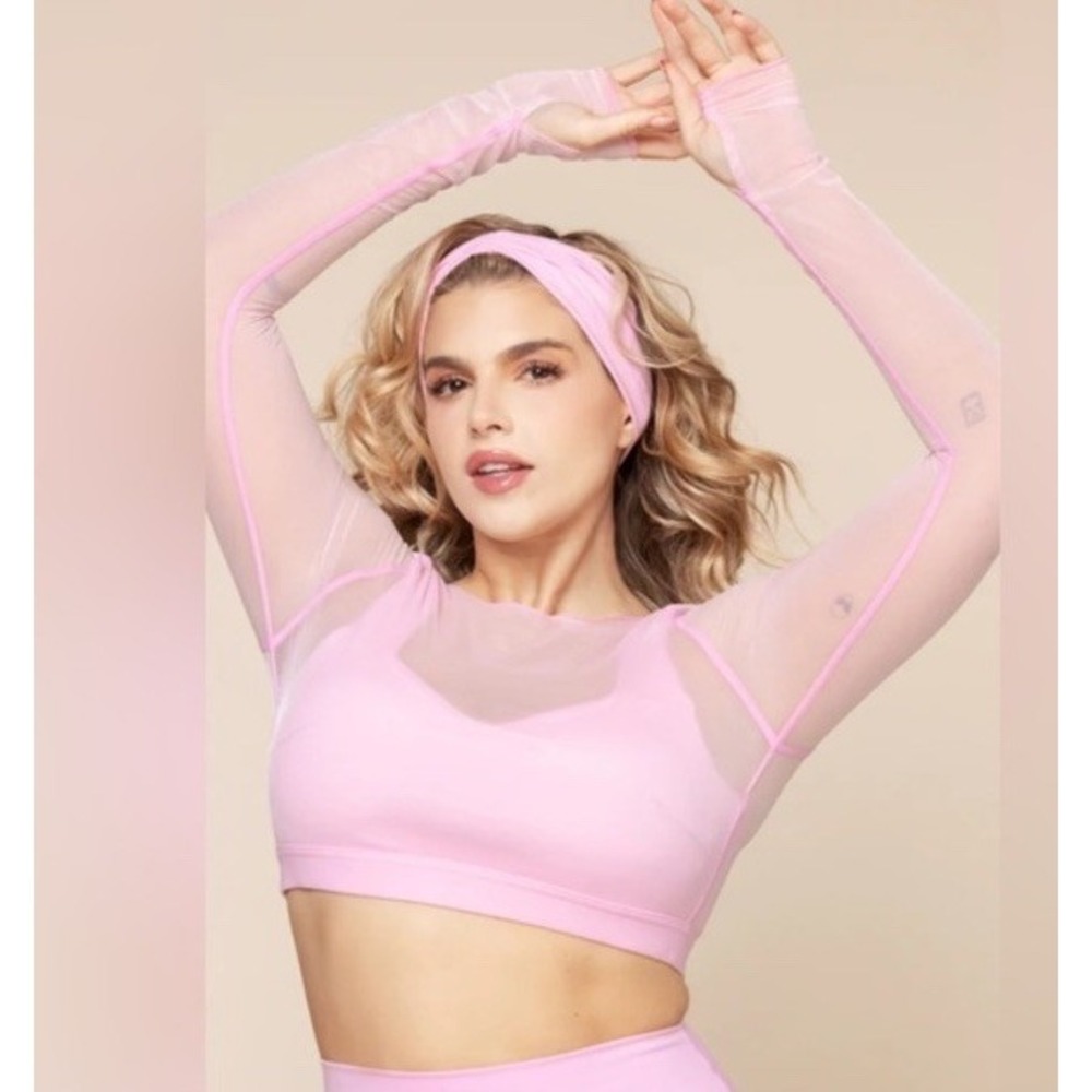 Popflex Magical Coquette Long Sleeve Mesh Bra Top Pink Size M Girlhood Kawai